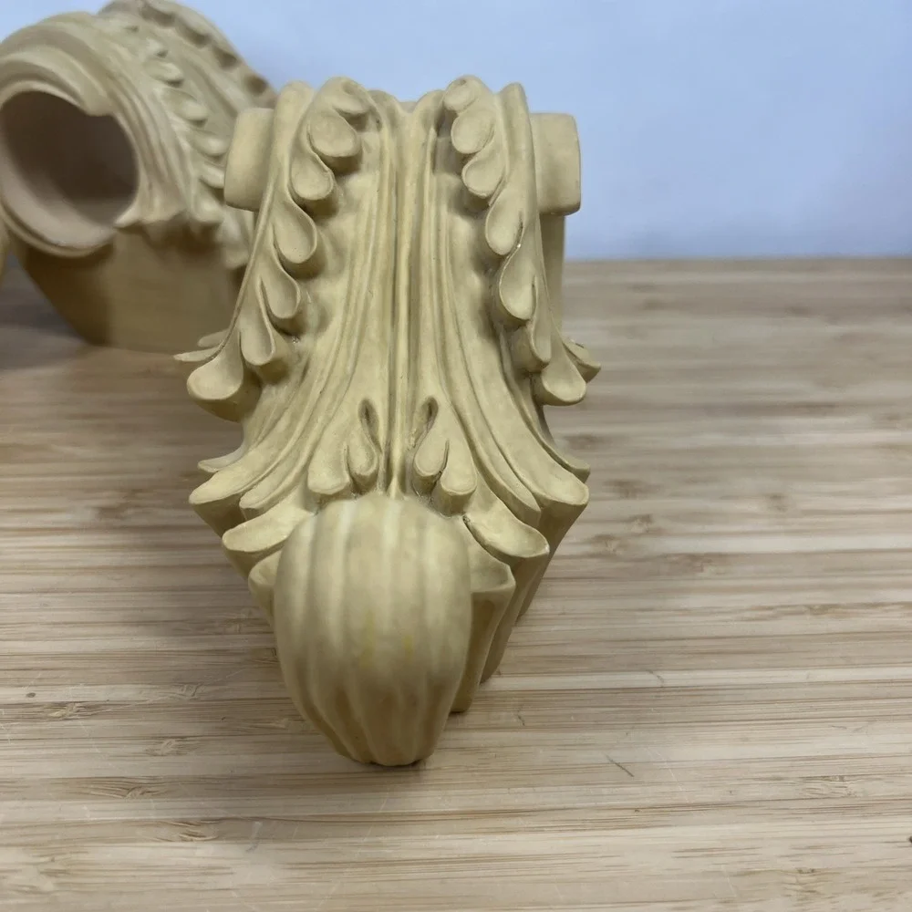 Set 4 Ornate Curtain Rod Brackets Acanthus Leaf Drapery Wall Mount Holders